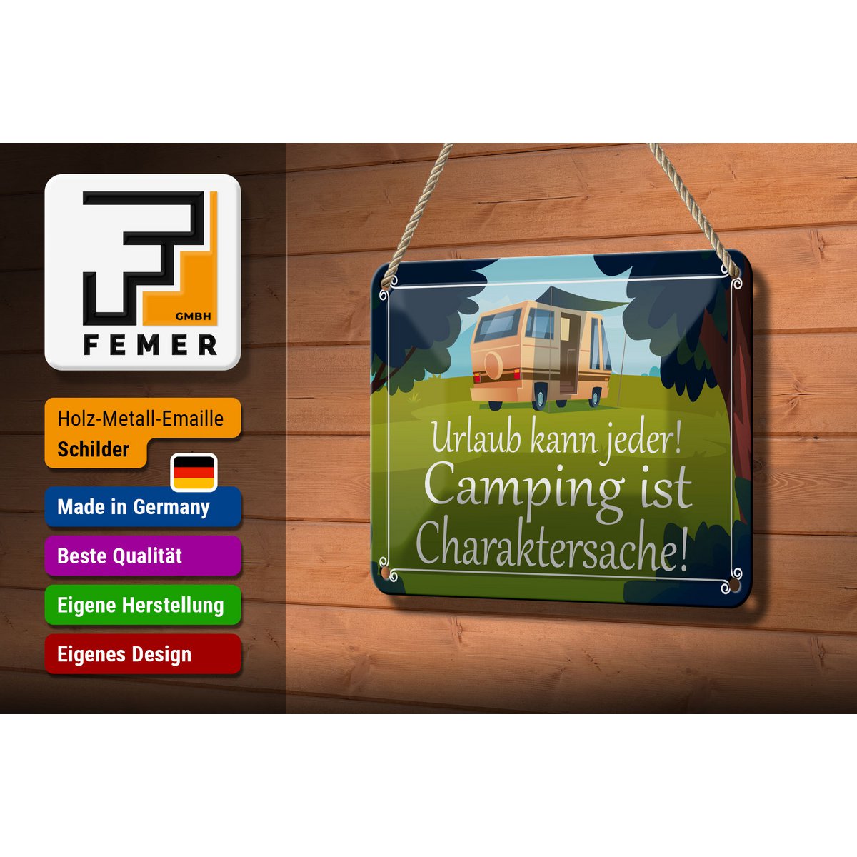 Tin sign saying 18x12cm Everyone can go camping is decoration