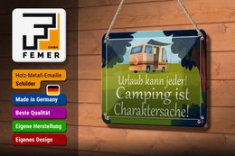 Tin sign saying 18x12cm Everyone can go camping is decoration