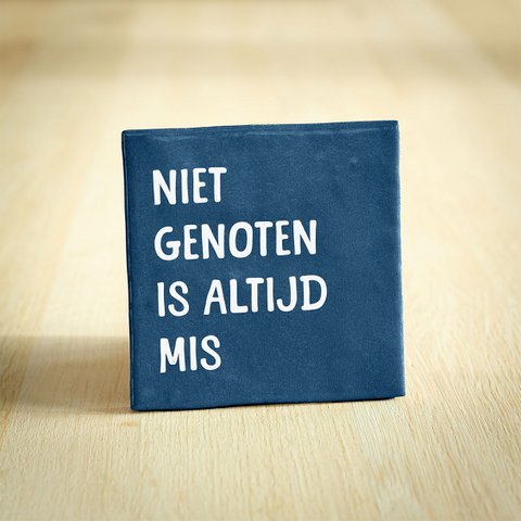 Tegeltje - Niet genoten is altijd mis | Blauw & Wit | 10x10cm
