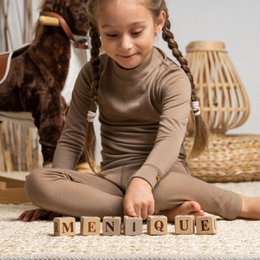 Pull à manches longues Merino 160 pour enfants, beige