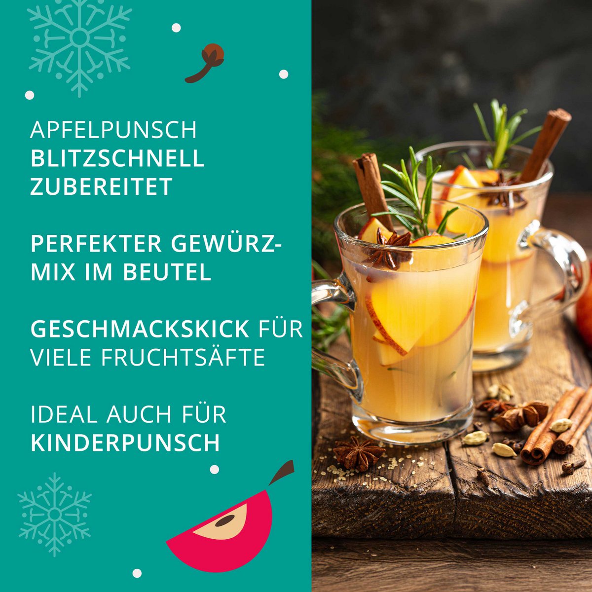 ETS - Apfel Punsch Gewürz "Winter Apple", BIO, 7 Pyramiden-Beutel