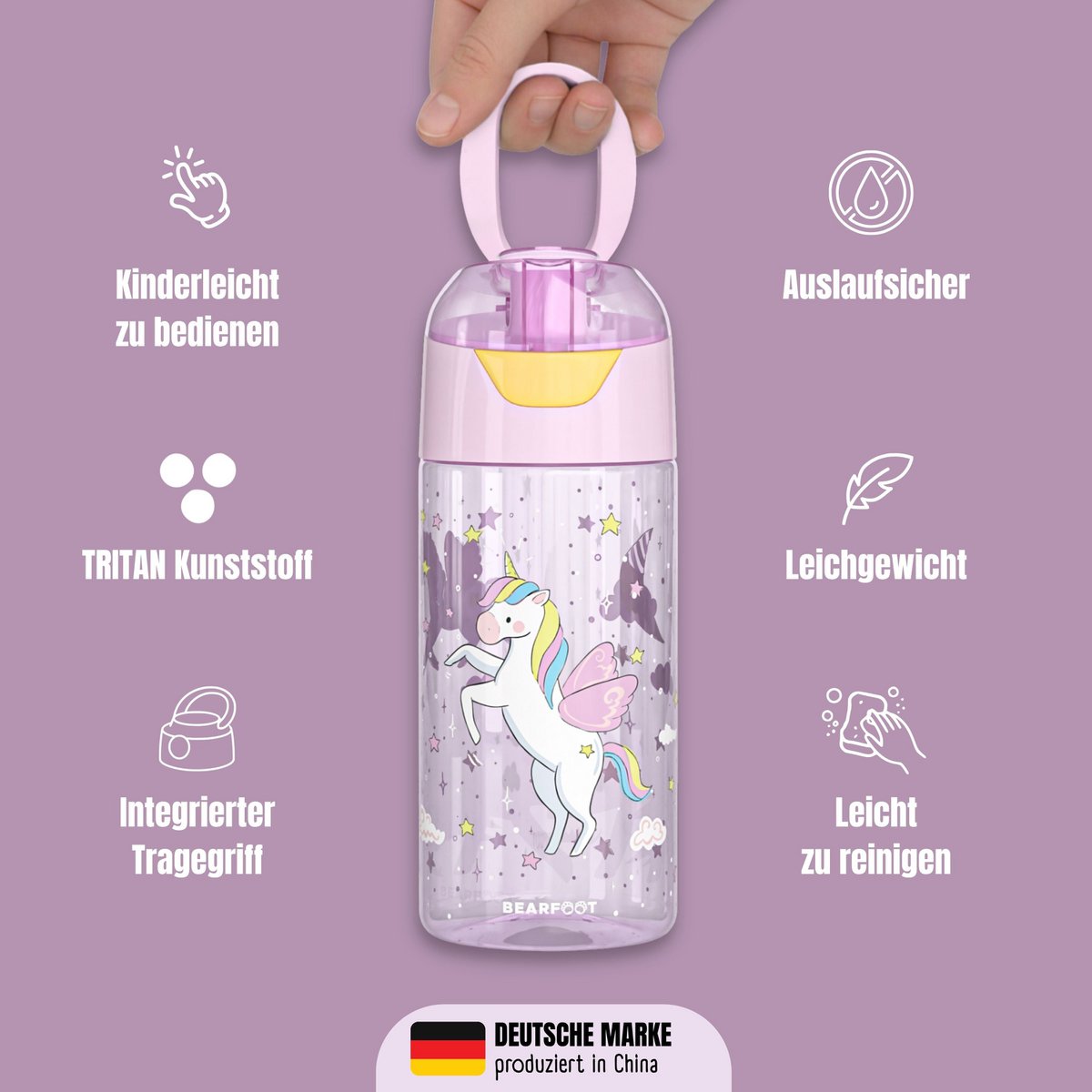 Children's water bottle, light water bottle - unicorn