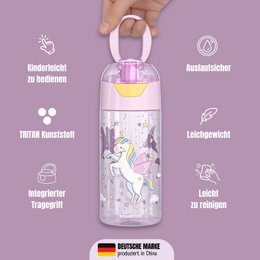 Trinkflasche Kinder, leichte Wasserflasche - Einhorn