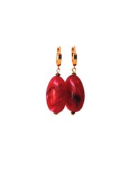Creolen 24K goldplated met hanger rood gemêleerd en hematiet