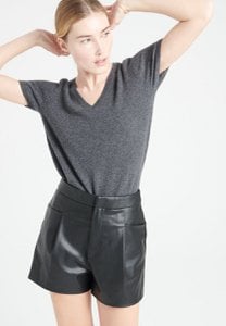 LILLY 14 V-neck cashmere sweater short sleeves anthracite gray