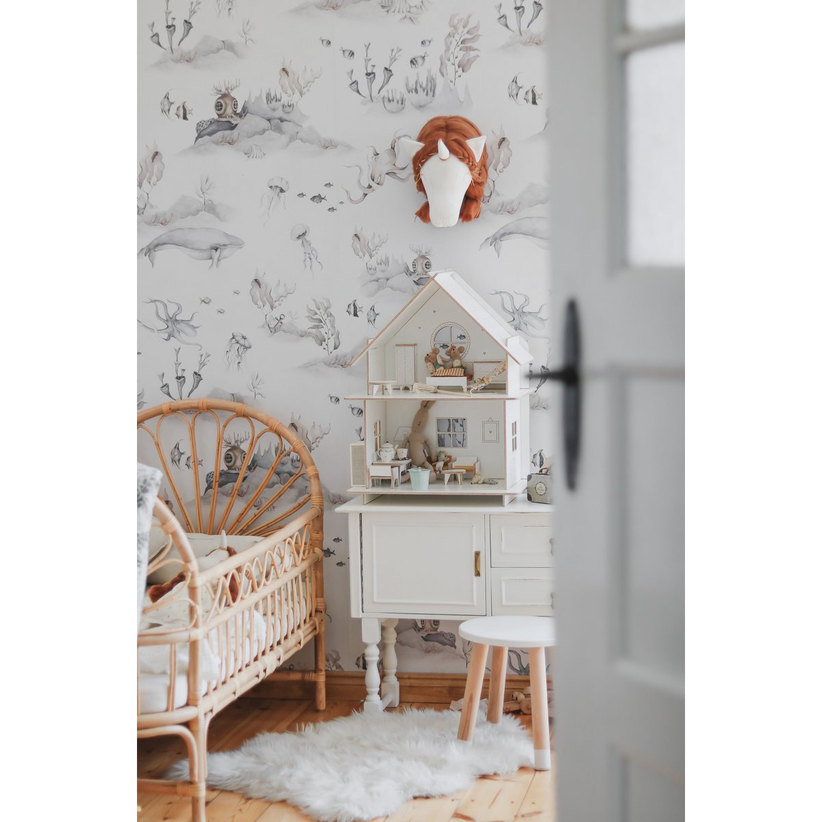 Wooden Dollhouse, modular construction, minimalist design