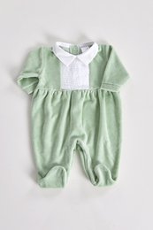 Velvet Pleated V Collar Babygrow 2502