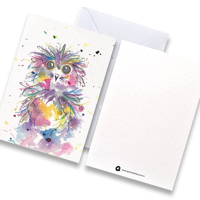 Eulenkarte %231 Farbe mit Umschlag