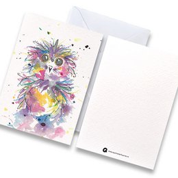 Eulenkarte %231 Farbe mit Umschlag