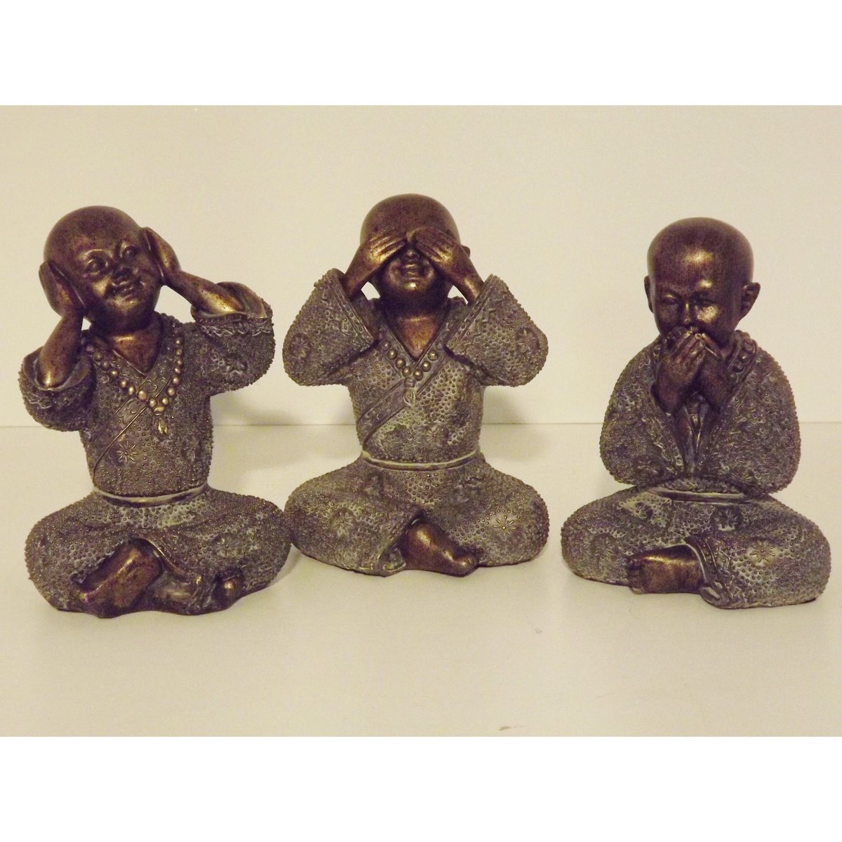 Child monk see-hear-speak no evil bronze