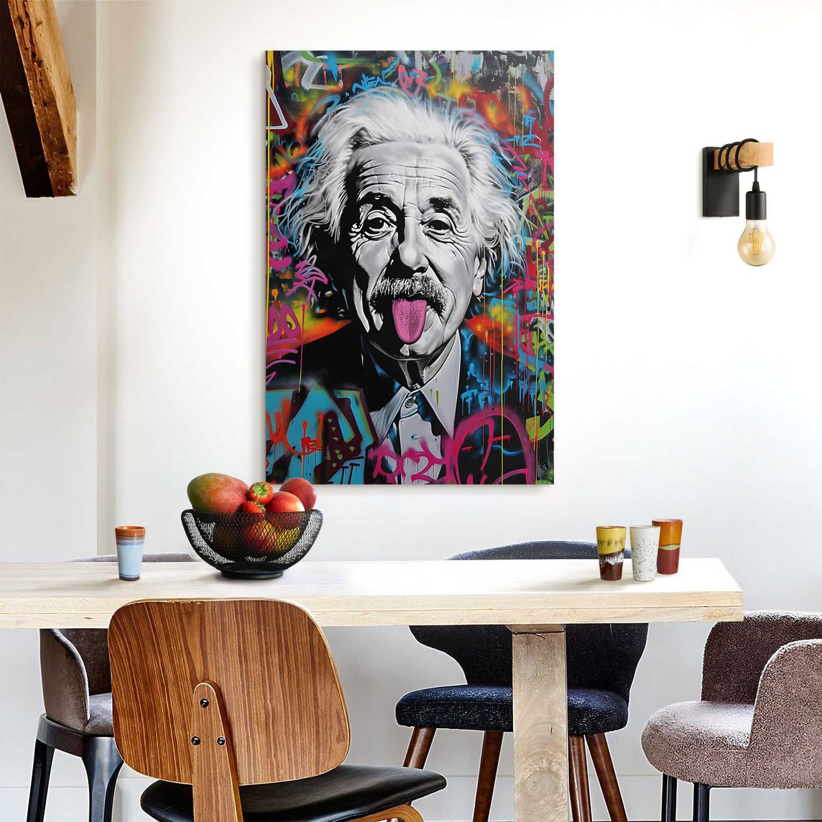 Wandbild  Graffiti Einstein 90x60