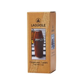 laguiole steel flask + 2 cups HIPFLASK 2 CUPS PU WRAPPED BROWN 8 OZ