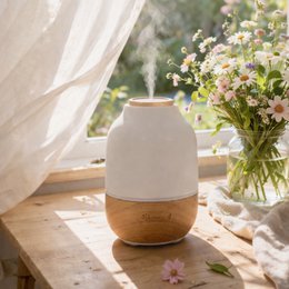 Ultrasonic Diffuser – Purisia – Wood and Ceramic Design – Diffusion of Essential Oils – Customizable Lighting – Decorative Idea