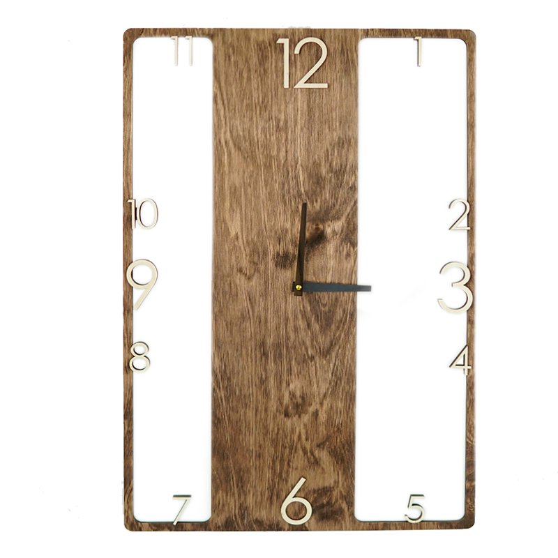 Large vertical rectangle wooden wall clock modern unusual