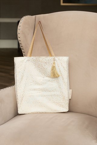Stoffgeschenktüten Tote Style - Luxe Gold Kollektion - Vanille / Konfetti