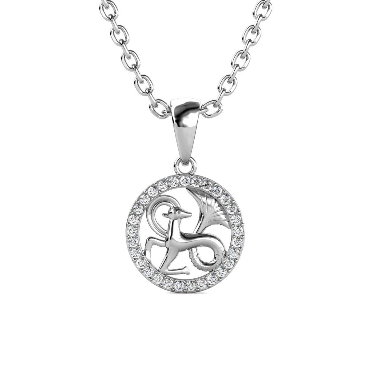 Pendentifs Zodiaque Capricorne - Argenté et Cristal