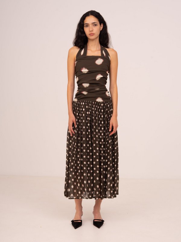 Abito midi Firstdance a pois marrone