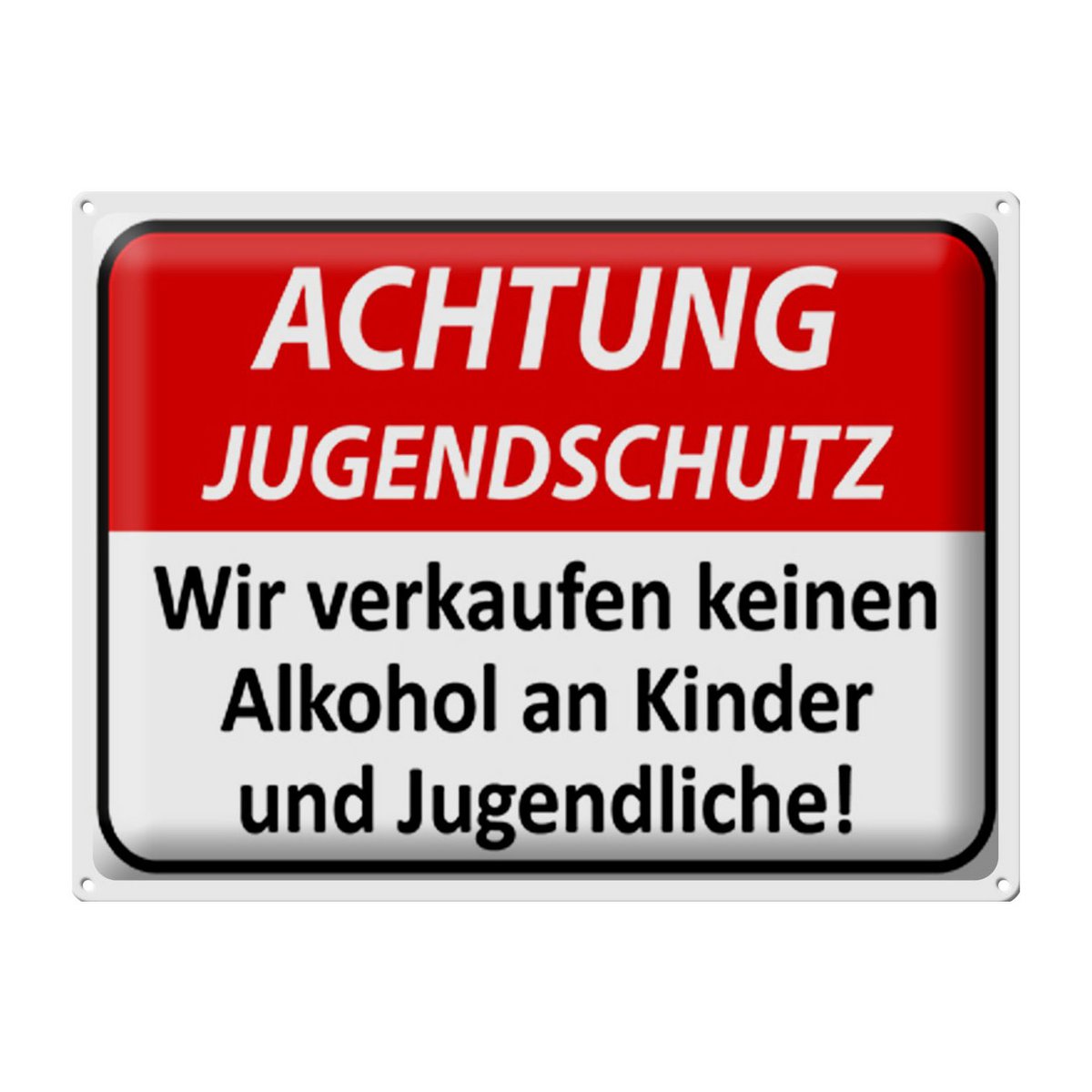 Tin sign Warning 40x30cm Youth protection no alcohol