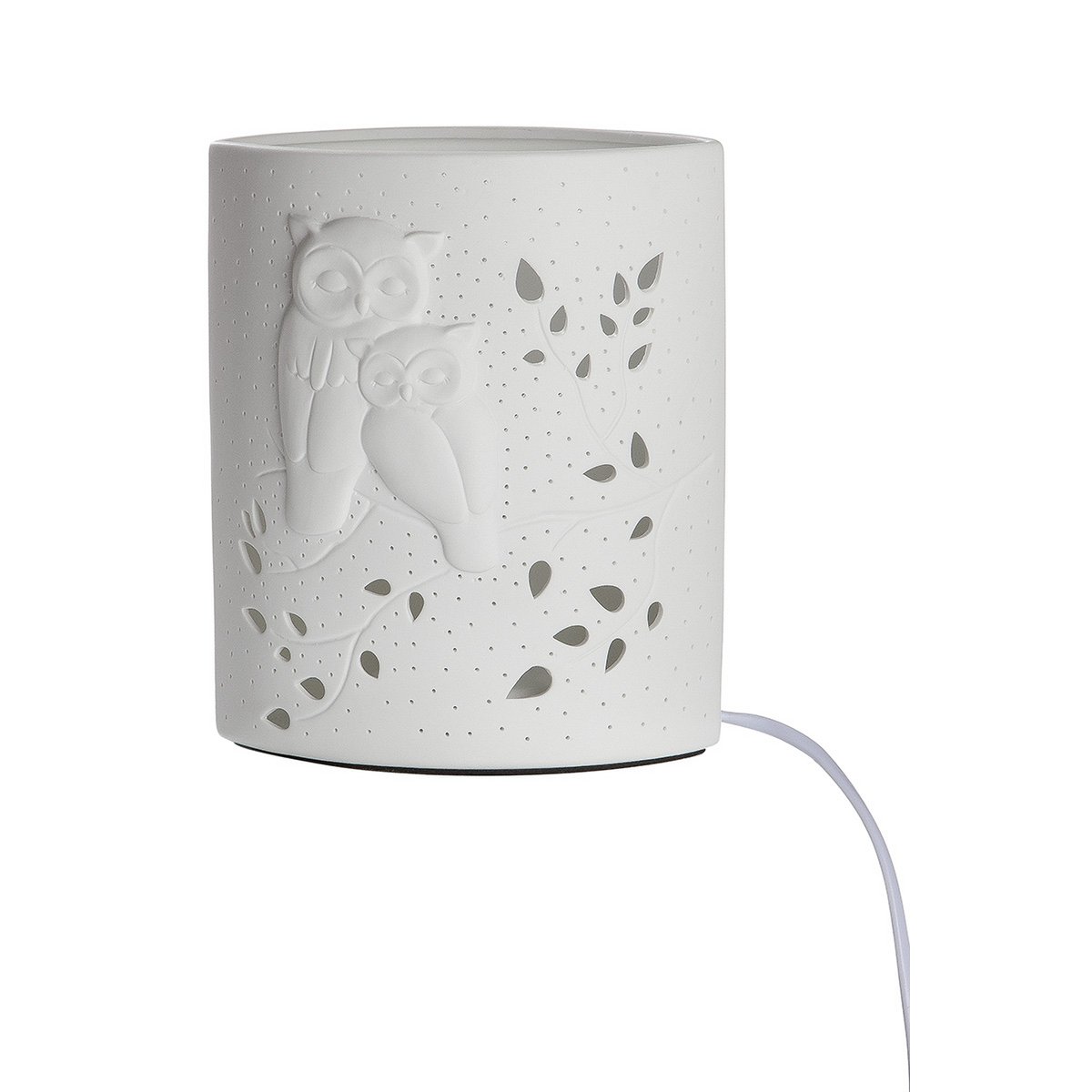 Porcelain lamp ellipse pair of owls