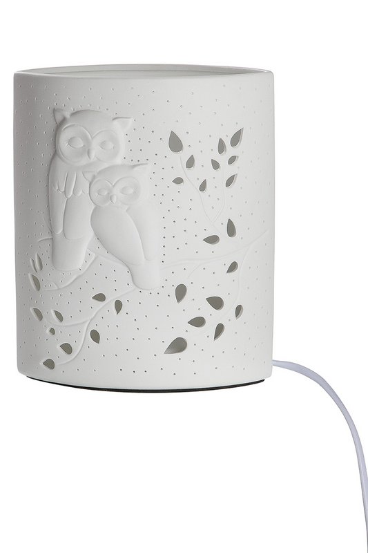 Porcelain lamp ellipse pair of owls