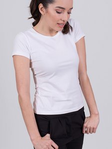 Damen-T-Shirt aus weißer Baumwolle mit kurzen Ärmeln und Rundhalsausschnitt - DALLAS