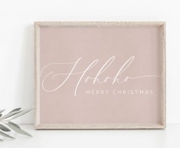Hohoho Merry Christmas, pink Christmas poster, pink Christmas decoration, Christmas poster, Christmas print, pink Christmas