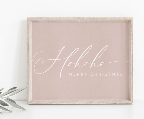 Hohoho Frohe Weihnachten, rosa Weihnachtsposter, rosa Weihnachtsdekoration, Weihnachtsposter, Weihnachtsdruck, rosa Weihnachten