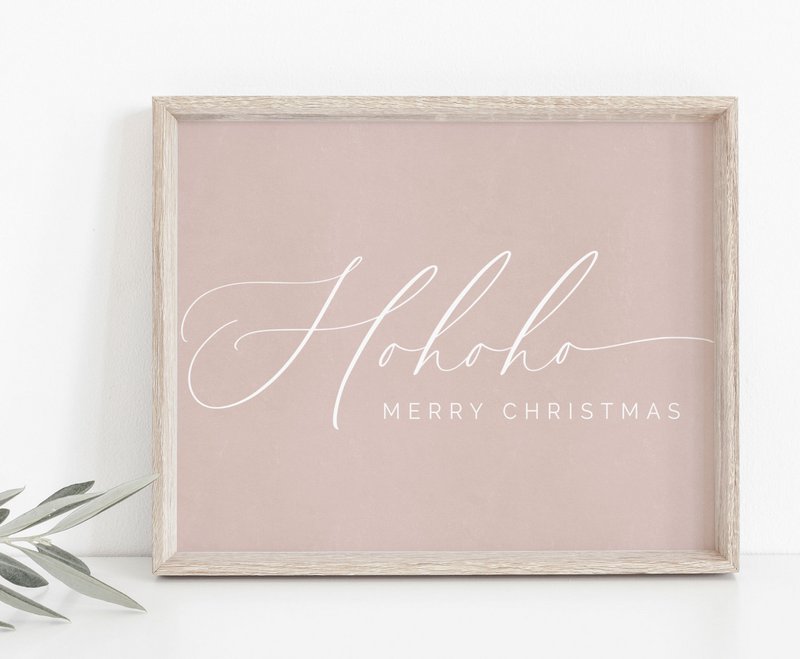 Hohoho Merry Christmas, roze kerst poster, roze kerst decoratie, kerst poster, Christmas print, pink Christmas