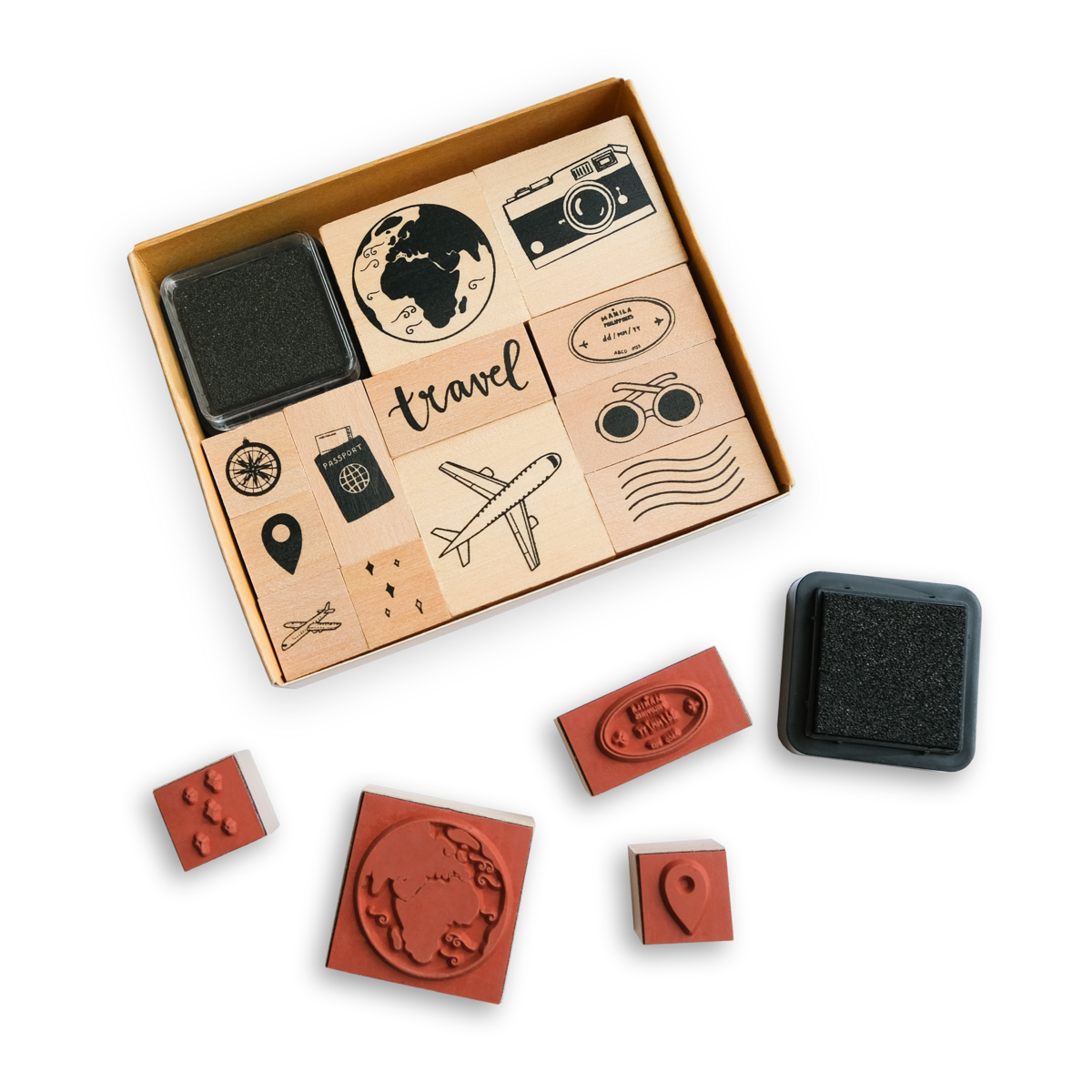 Jeu de tampons en bois