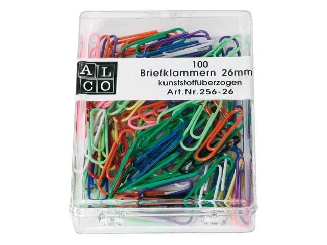 Paper clips Alco 26mm round box 100 pcs. assorted