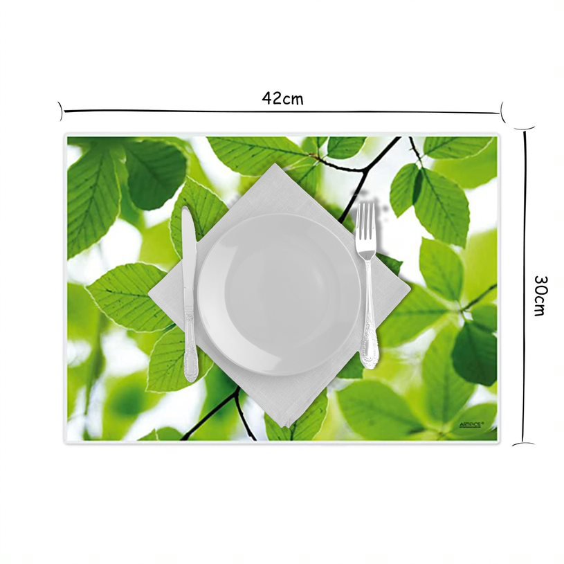 Sets de table Artipics hêtre clair 4 sets de table en plastique lavable chacun 42 x 30 cm vert d'été décoration de table naturelle pour la cuisine, la salle à manger, les invités, l'intérieur, l'extérieur