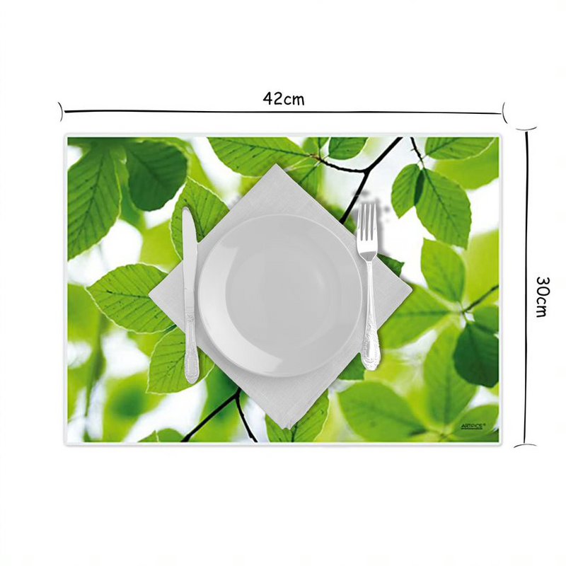 Artipics manteles individuales haya claro 4 piezas manteles individuales plástico lavable cada uno 42 x 30 cm verde verano natural decoración de mesa para la cocina, comedor, invitados, interior, exterior