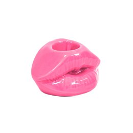 Portacandele - Labbro - Ceramica - Rosa Neon - 10,5x6,5x5,5cm