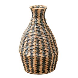Geflochtene Boho Vase DAYANA schwarz aus Wasserhyazinthe