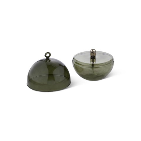 Olielamp Round cover green brass L