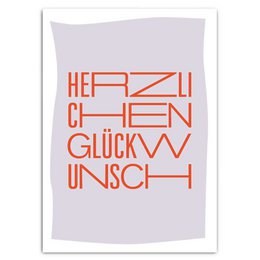 Herzlichen Glückwunsch/Typo - Postkarte mit Neondruck Copy