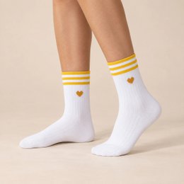 Set van 4 sokken met witte strepen en hartjes voor dames I 35-41
