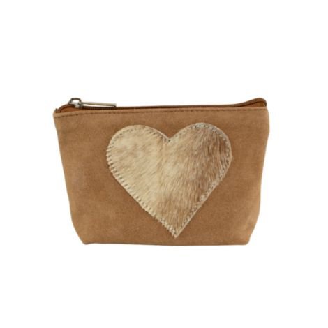 Kosmetiktasche Herz braun 15cm
