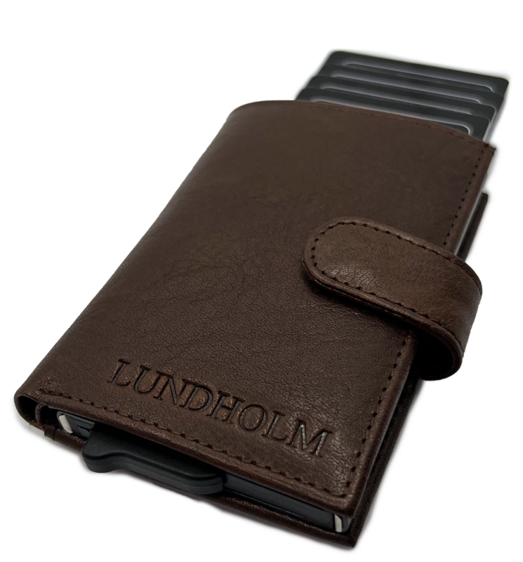 Porta carte da uomo estensibile Lundholm - con scomparto per monete, banconote - porta carte in pelle porta carte di credito estensibile da uomo