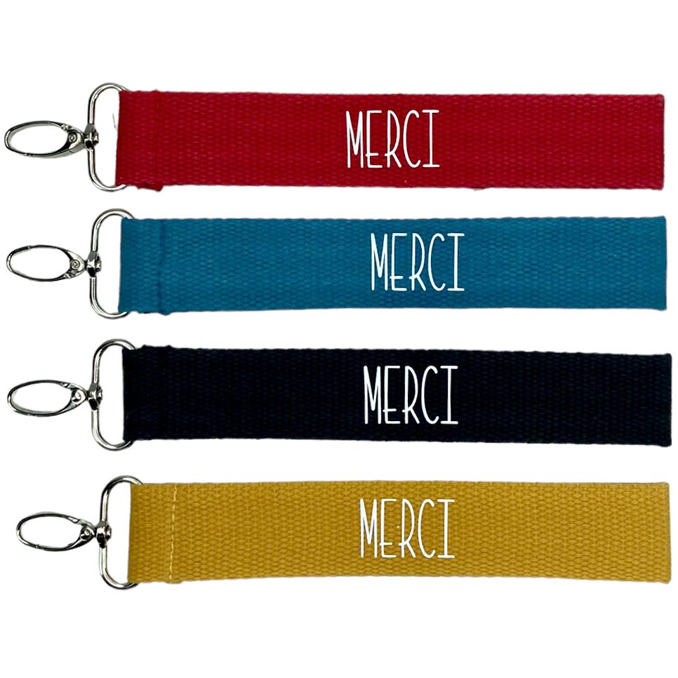 Strap key ring, “Thank you”