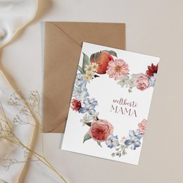 Mors dag kort A6 lykønskningskort blomster