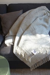 Wollen deken/knuffeldeken wafel licht graniet