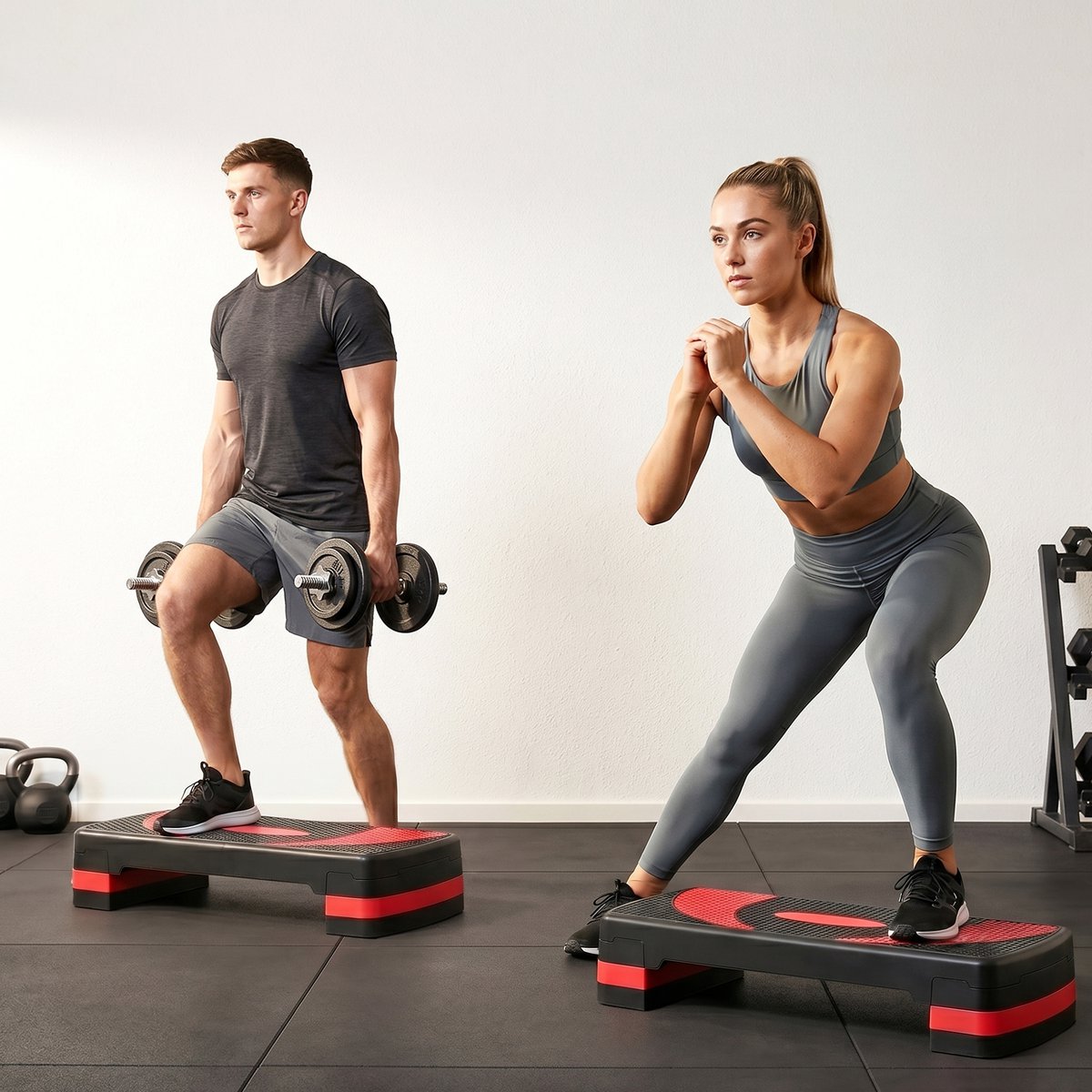 Aerobic stepper 3-stage height adjustable 80 x 31 x 20 cm black + gray