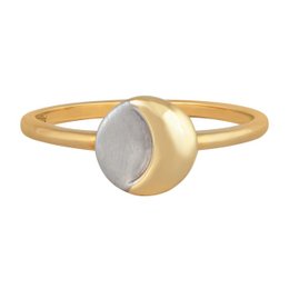 925/- sterling silver bicolor moon Luna ring in yellow gold color with various size options.