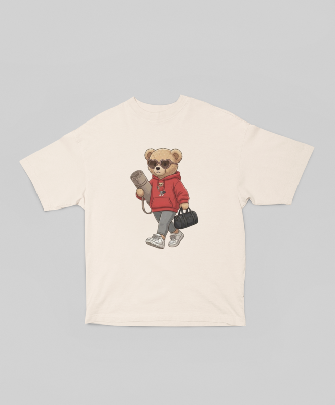 Oversized T-Shirt Yoga Girl Bear
