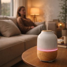 Ultrasonic Diffuser – Purisia – Wood and Ceramic Design – Diffusion of Essential Oils – Customizable Lighting – Decorative Idea