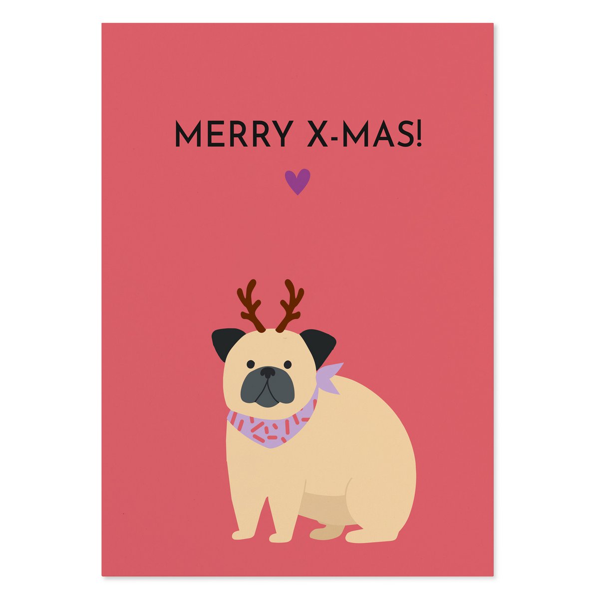 grappige kerstkaart "Merry X-Mas!"  Ansichtkaart met hond
