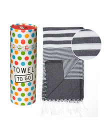 TOWEL TO GO MALIBU Telo mare in cotone 180x100 cm | Senza sabbia | Nero | con confezione regalo