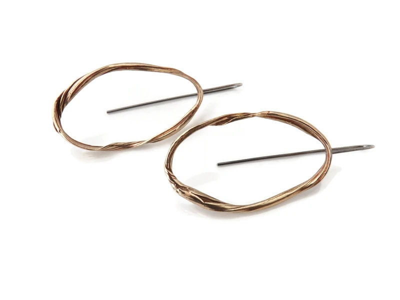 Pendientes colgantes de bronce oxidado – Escultórico orgánico