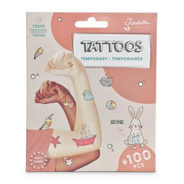Tijdelijke tattoos - Rosie het konijn - 4 vellen met + 100 tattoos
